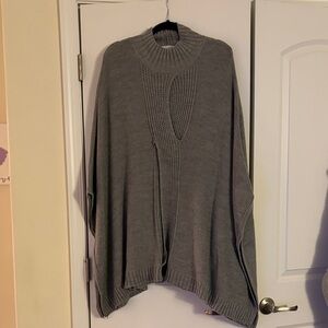 New York & Company Charcoal Poncho Sweater
